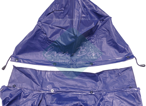 Blue plastic rain mac hood